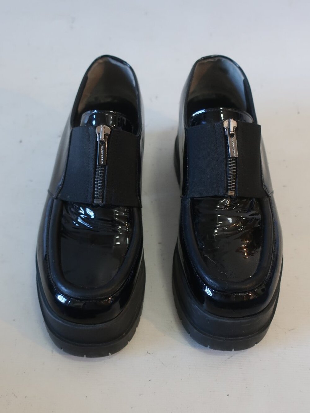 Women Clergerie Paris Well Patent Zip Platform Black Loafer 39 1/2 EU/US 9.5